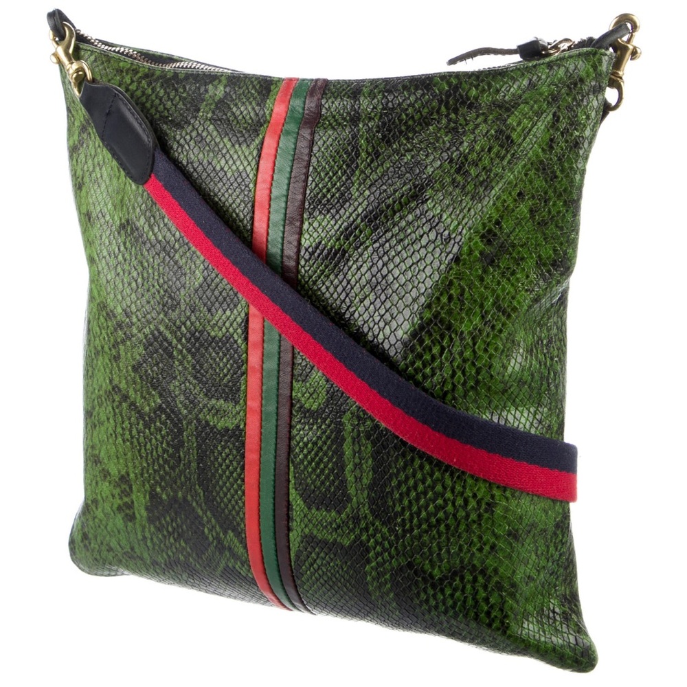 Clare V. Snakeskin Striped Crossbody Bag